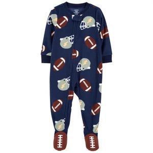 Carter’s One Piece Football Fleece Footie PJs- size 12 months